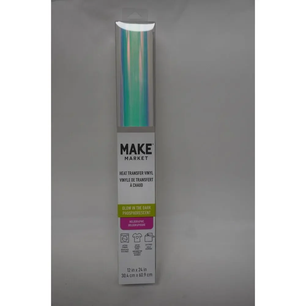 Make Market Heat Transfer Vinyl Phosphorescent Glow InThe Dark Holographic Green